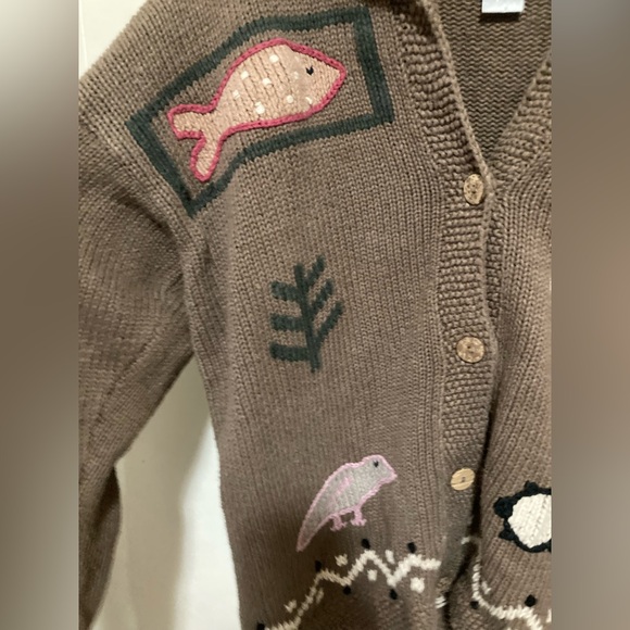 Vintage Ramie Cotton Knit Patchwork Cardigan Granny Sweater M - Picture 4 of 11